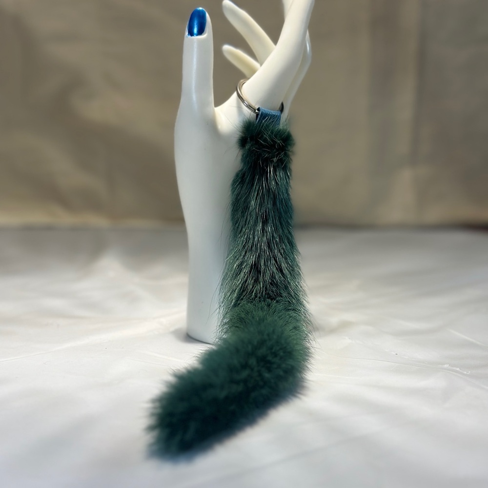 Forest Green Fur Tail Keychain